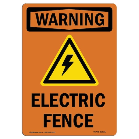 OSHA WARNING Sign, Electric Fence W/ Symbol, 7in X 5in Decal